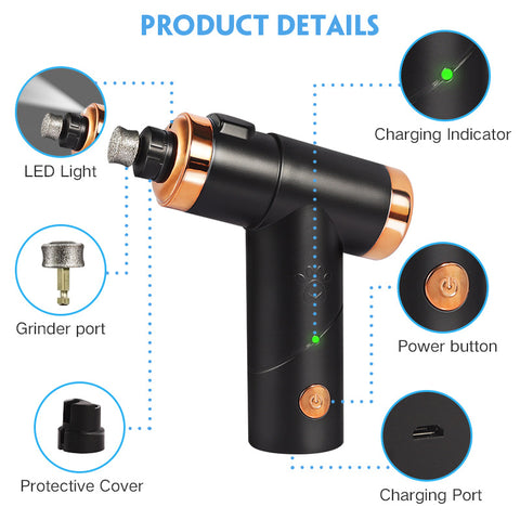 Rechargeable Pet Nail Clippers Dog Nail Polisher Cat Dog Nail Clipper Electric Pet Nail Polisher