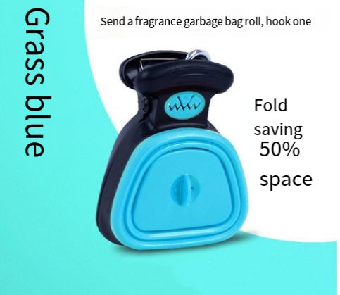 Dogs go out with a portable foldable toilet holder to deliver trash bags