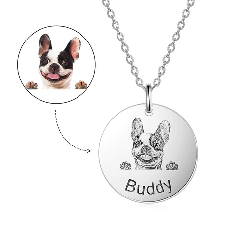 Personalized Pet Photo Necklace For Women Cute Cat Dog Birth Month Flowers Necklace Custom Animal Stainless Steel Jewelry Gift