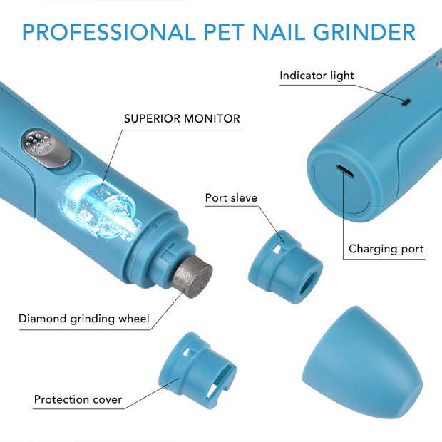 Pet Nail Grinder USB Rechargeable Nail Trimming Set Dog Electric Nail Scissors Nail Sharpener