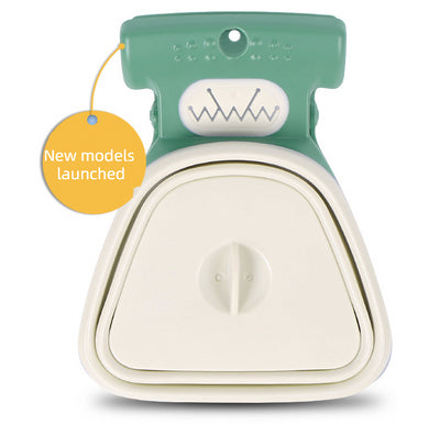 Dogs go out with a portable foldable toilet holder to deliver trash bags