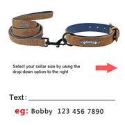 Custom Dog Collars Leather Personalized Pet Dog Tag Collar Leash Lead For Small Medium Large Dogs Pitbull Bulldog Pugs Beagle