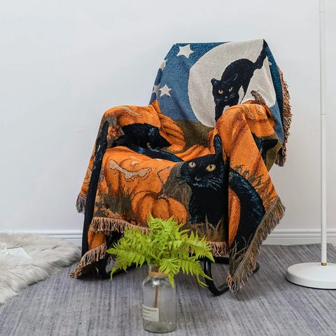 Halloween style tassel throw blanket for beds sofa towel single full cover sofa blanket winter picnic mat nordic tapestry XT05