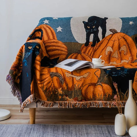 Halloween style tassel throw blanket for beds sofa towel single full cover sofa blanket winter picnic mat nordic tapestry XT05
